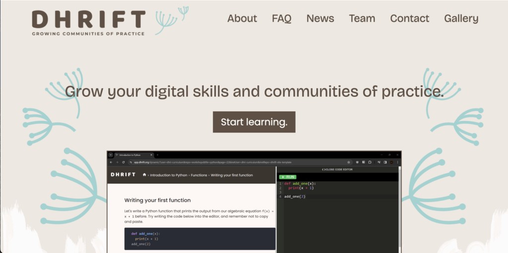 Landing page for DHRIFT